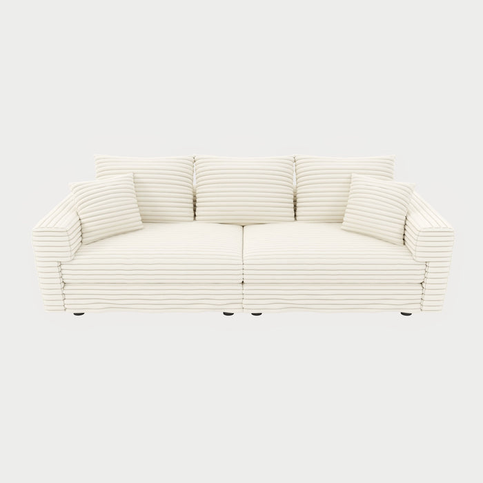 Deep Seat Convertible Sofa With Soft Pillows And Ottomans