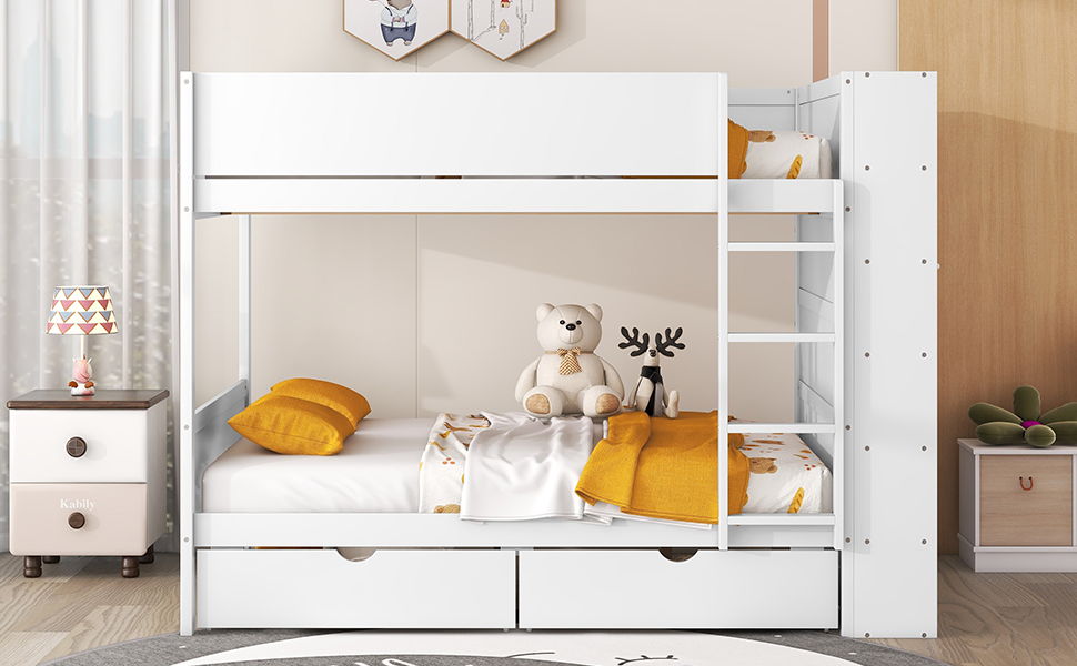 Bunk Bed With 2 Drawers And Multi Layer Cabinet