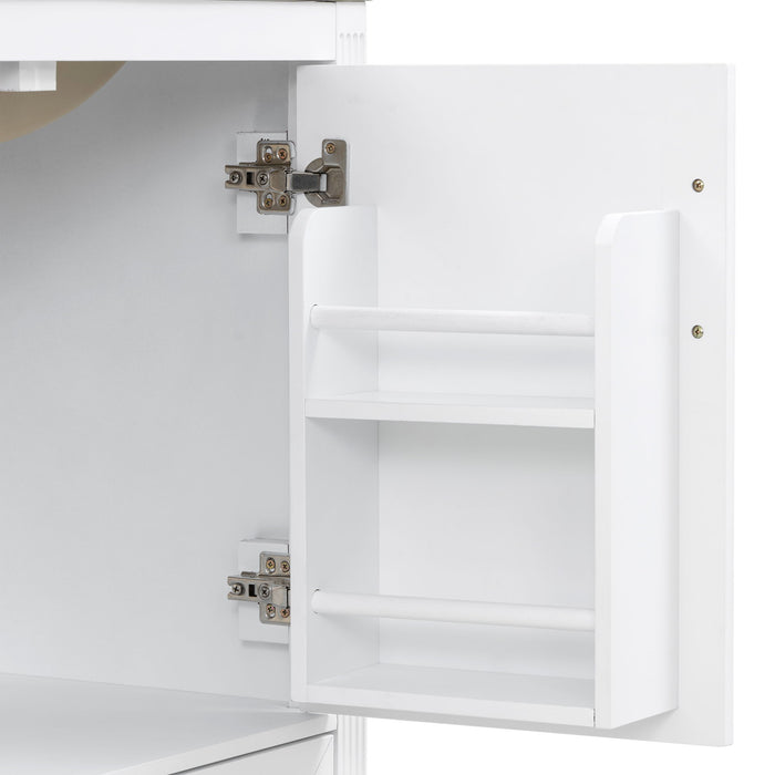Elegant Fluted Bathroom Vanity With Sink, Soft Close Doors & Drawer