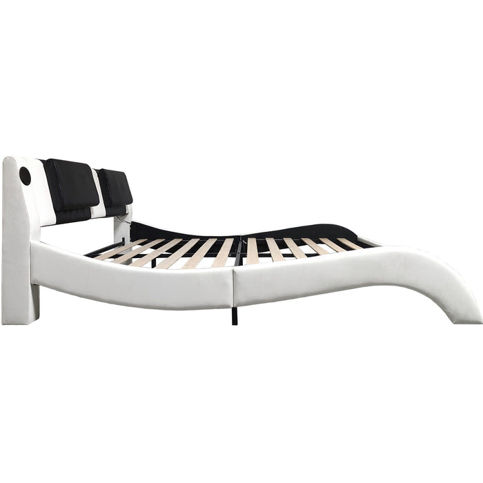 Platform Bed Frame With LED Lighting, Bluetooth Music, Vibration Massage