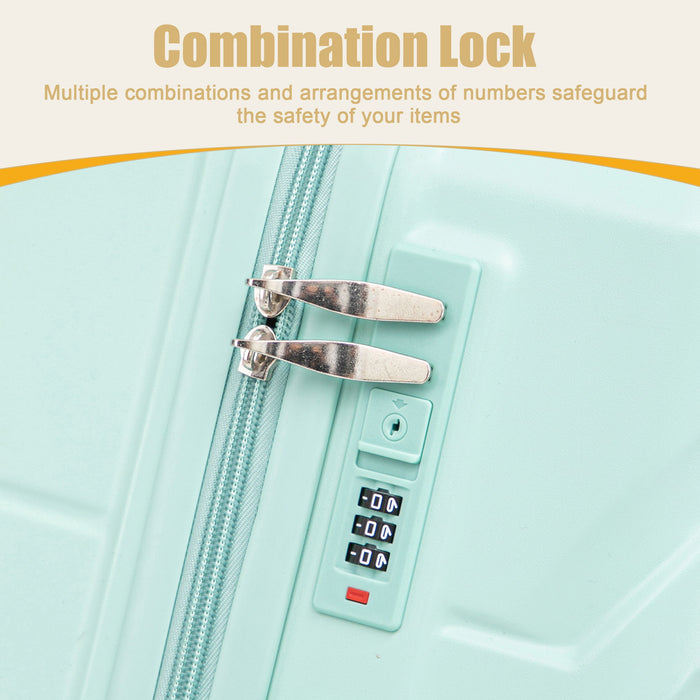 Hard Shell Luggage With Scratch Resistant Surface, 4 Wheels, Combination Lock & Side Hooks