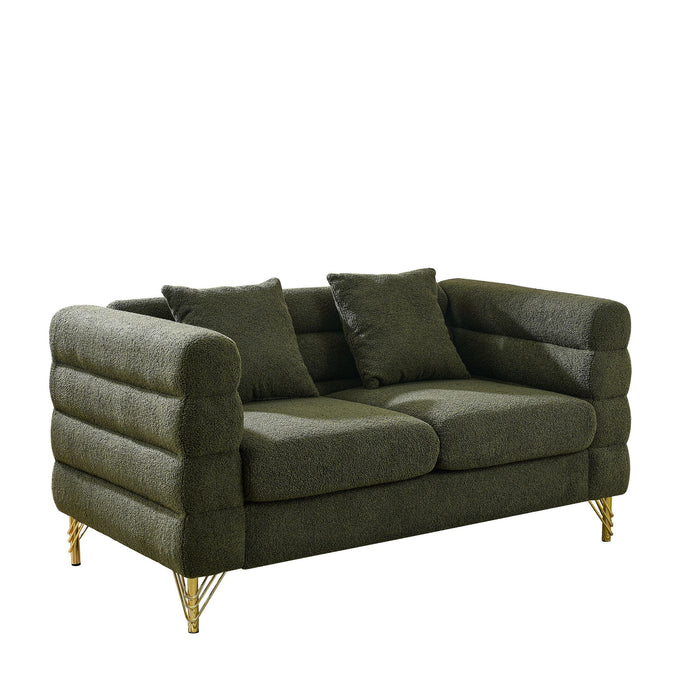Oversized 2 Seater Sectional Sofa With Deep Seating And 2 Pillows