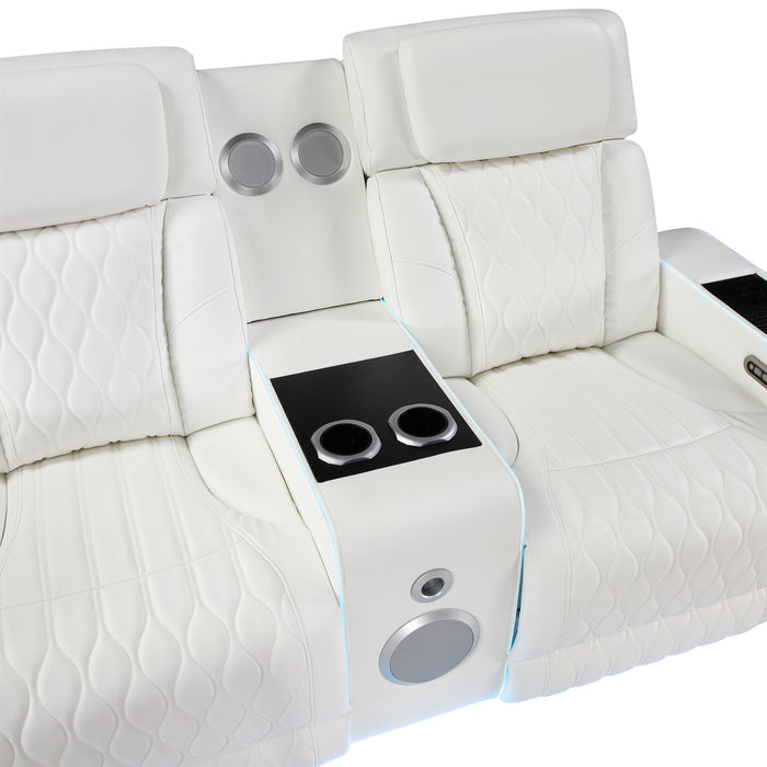 Electra - Power Reclining Loveseat With Power Headrests, Console, Speakers, Massage, LED Lighting And USB Control