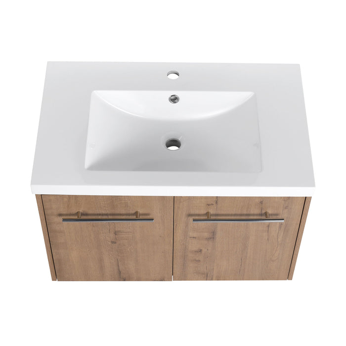 Modern Floating Bathroom Vanity With Resin Sink, Soft Close Doors