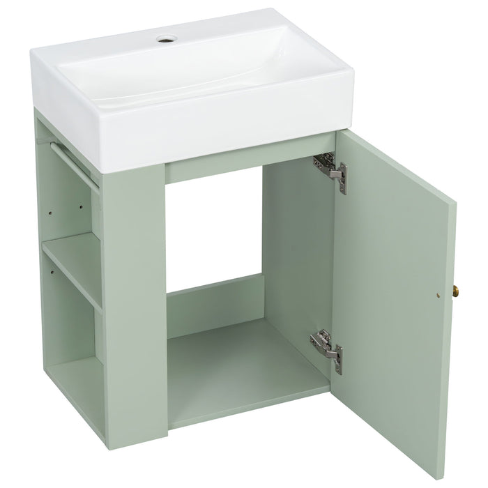 Modern Bathroom Vanity With Sink, Diamond Pattern Doors