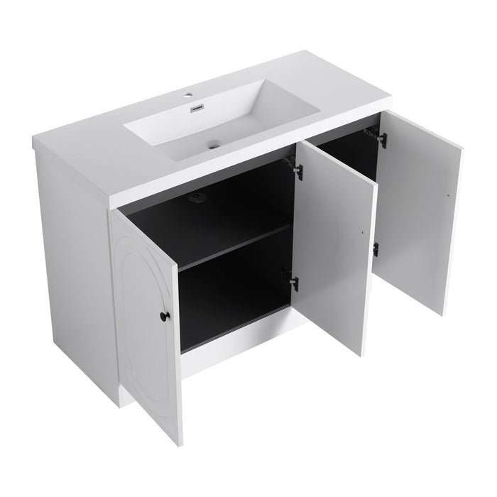 Contemporary Freestanding Bathroom Vanity With Resin Sink & Soft-Close Cabinet Doors