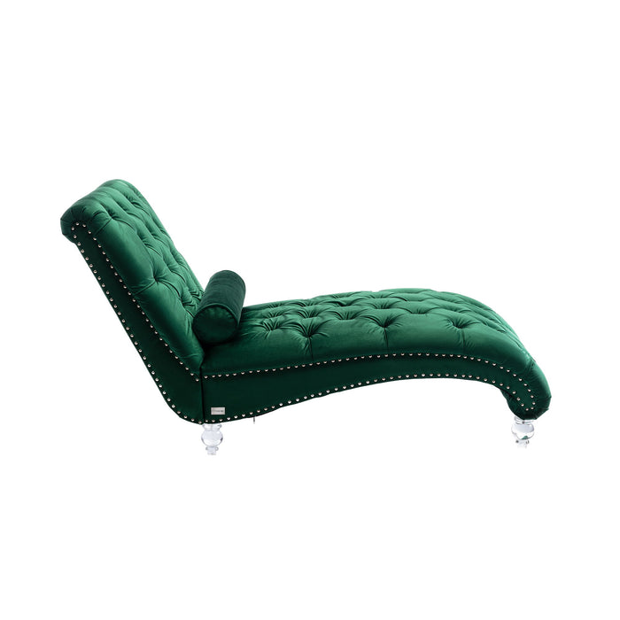 Velvet Chaise Lounge Indoor, Button Tufted Upholstered Chaise Lounge Chair With Pillow