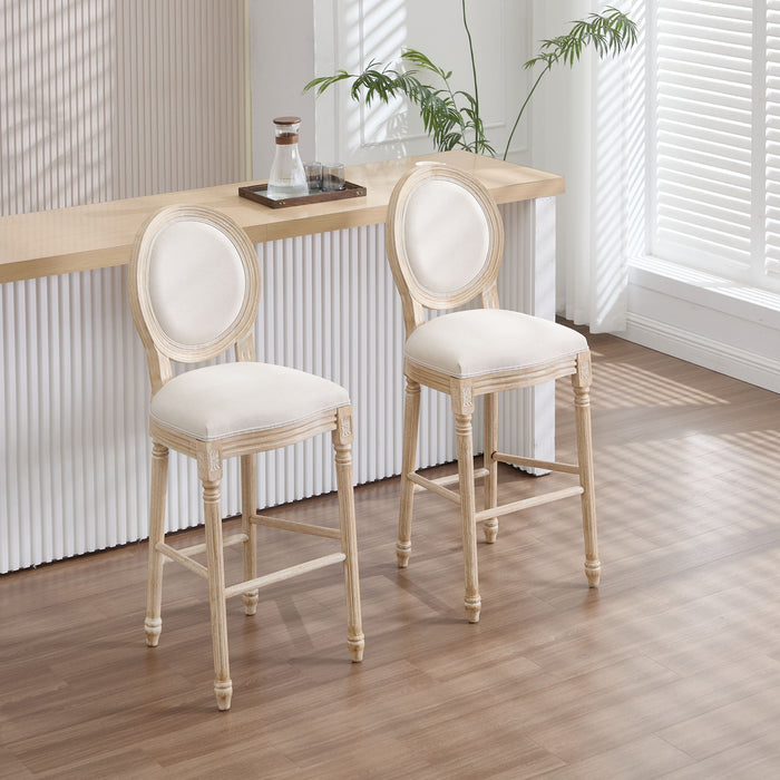 French Country Bar Chairs & Round Back (Set of 2)