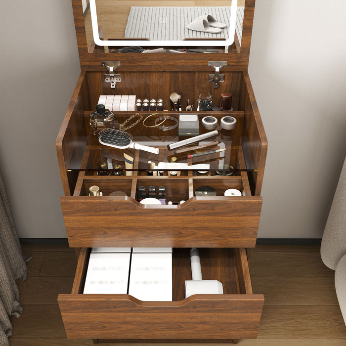 Vanity Desk With Lighted Mirror & Stool