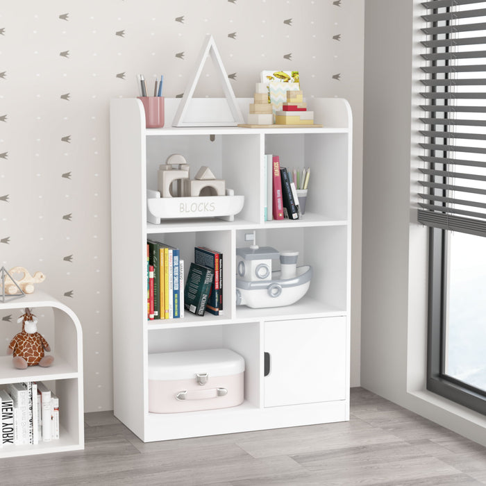 Bookcase With 6 Compartments, Freestanding Bookshelf For Bedroom - White