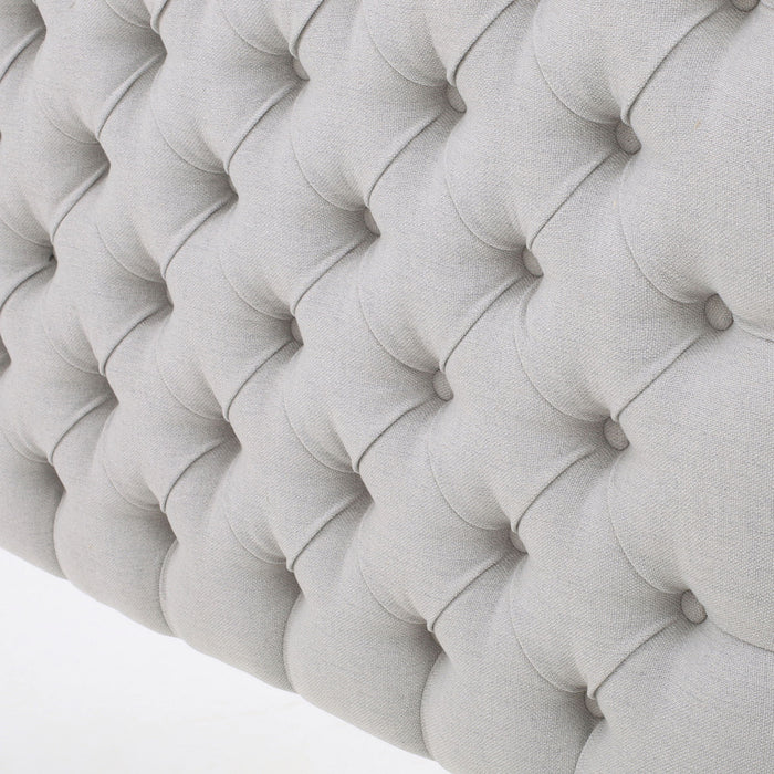 Queen Size Headboard With Button Tufting - Light Gray