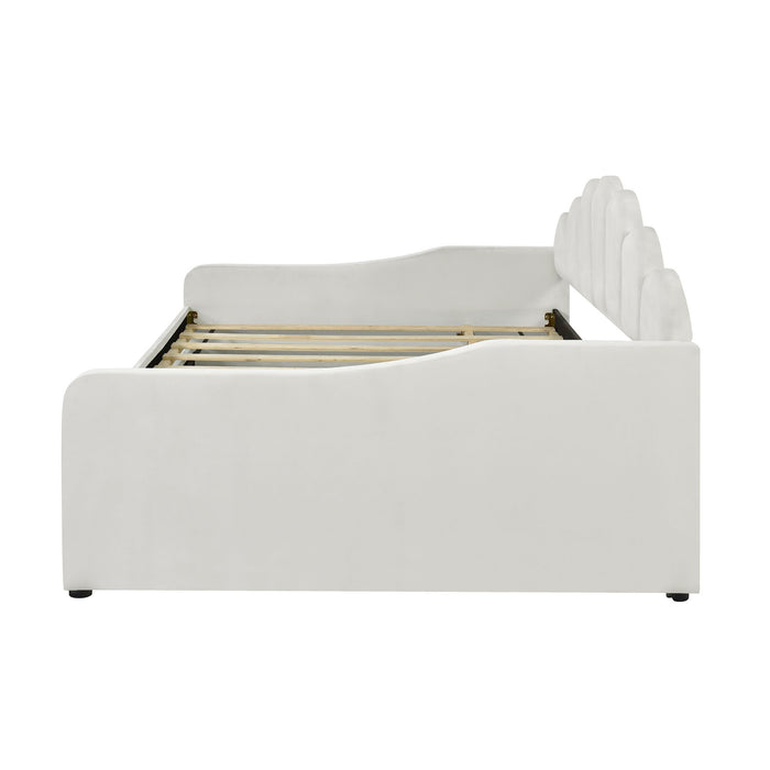 Upholstery Daybed Frame With Shell Shaped Backrest