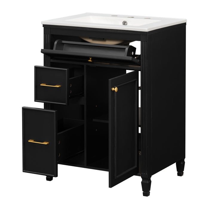 Freestanding Bathroom Vanity With Sink, Soft Close Door, Tip Out Drawer