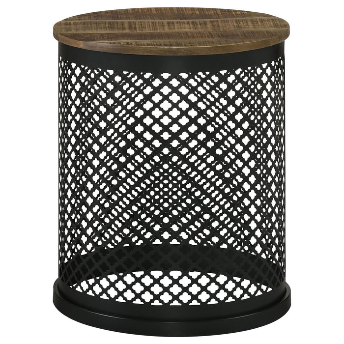 Drum Base Accent Table - Brown