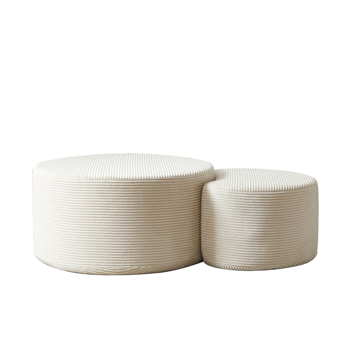 Modern Upholstered Round Coffee Table For Living Room (Set of 2)