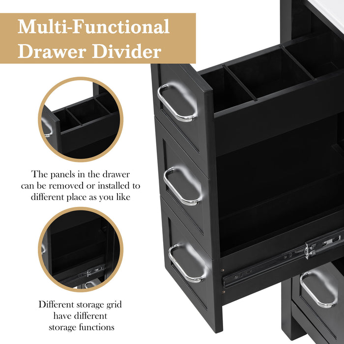 Bathroom Vanity With Sink Top, Bathroom Vanity Cabinet With 2 Doors And 2 Drawers, Open Shelf