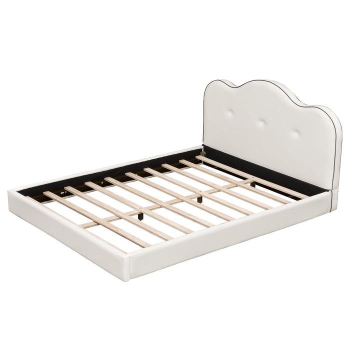 Upholstered Platform Bed With Sturdy Frame And Headboard