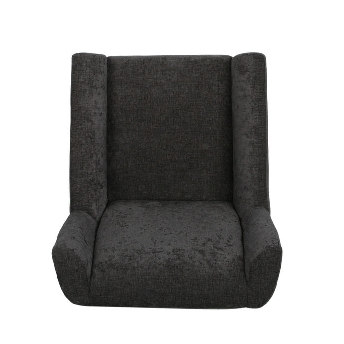 Contemporary Swivel Chair With Wingback Design - Black