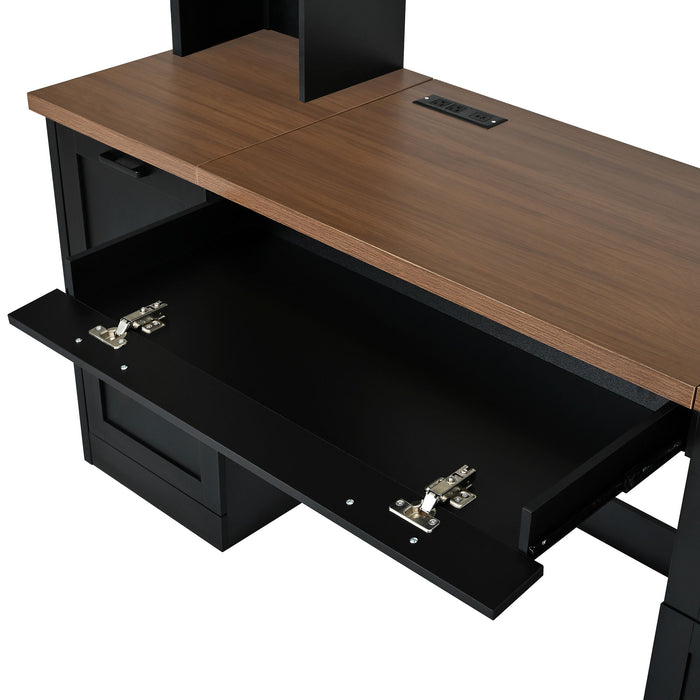 Farmhouse Computer Desk With Hutch