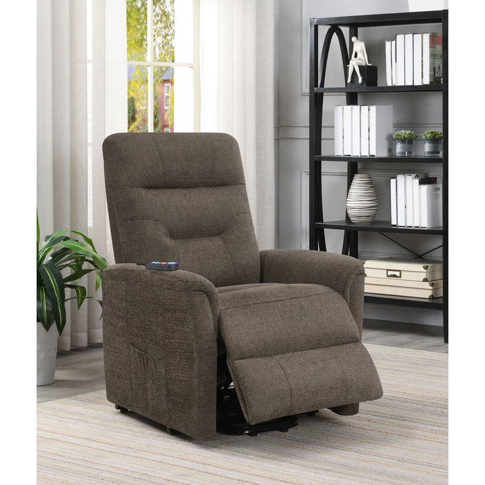 Parker - Upholstered Power Massage Chair With Heat And Massage Functions - Brown