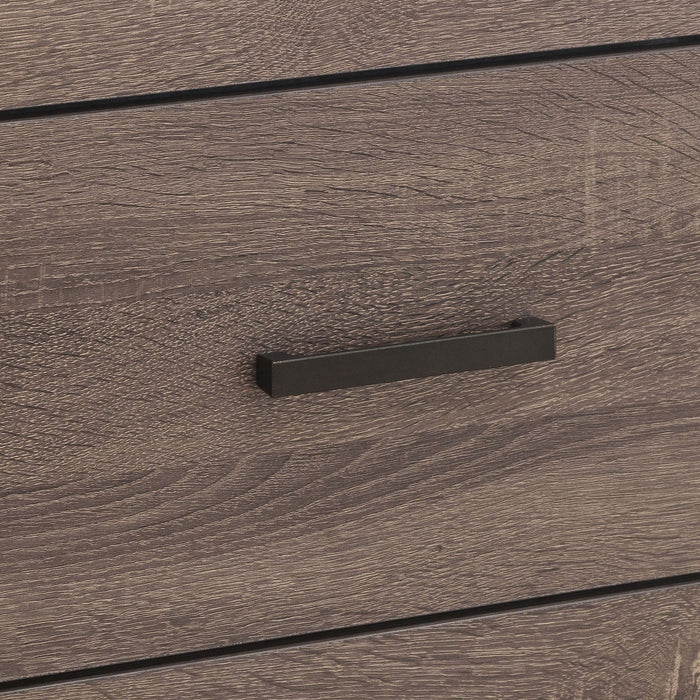 Sher - 4 Piece Queen Bedroom Set With Platform Bed, Nightstand, Dresser & Mirror - Oak