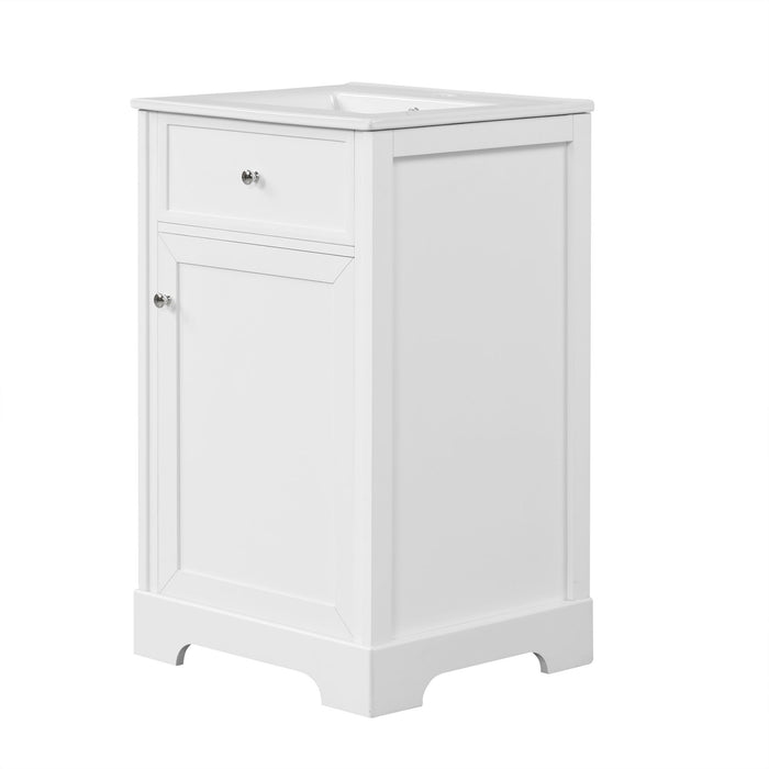 20" Bathroom Vanity With Sink, Soft Closing Cabinet Door, Adjustable Shelf & Storage Rack - White