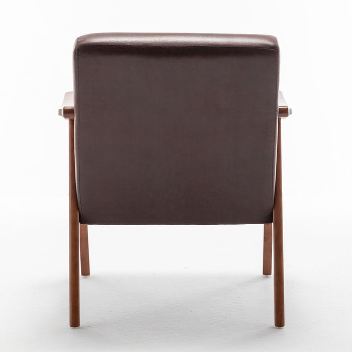 Mid Century Modern Accent Chair With Solid Wood Frame And Extra Thick Backrest
