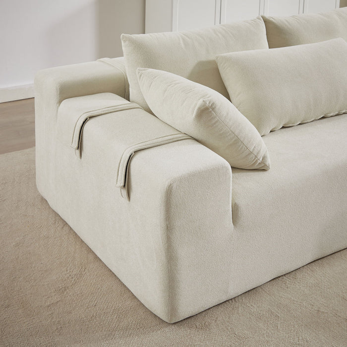 Modern Chenille Upholstered Sectional Sofa Couch Set With 6 Pillows,Free Combination