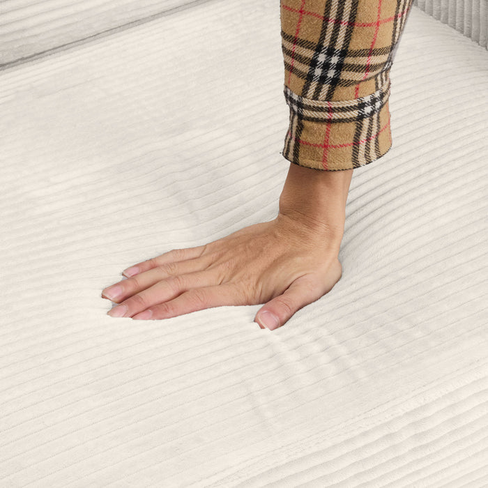 Corduroy Sleeper Sofa Loveseat Sofa With Full Size Mattress, 2 USB Ports, 2 Cup Holders, 2 Side Pockets And Phone Holder