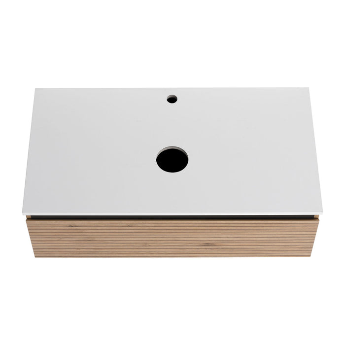 Wall Mounted Bathroom Vanity With Art Sink & 1 Soft Close Drawer