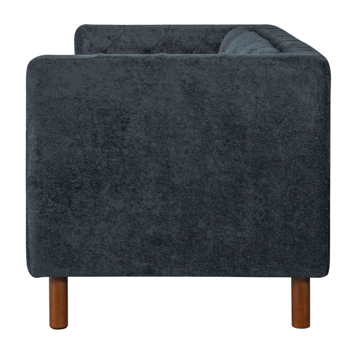 3 Seater Sofa With Square Arms, Tufted Pillow Back For Living Room
