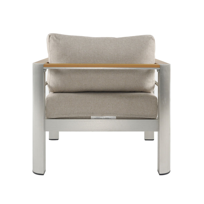 Cora - Outdoor Aluminum Club Chair - Silver / Beige