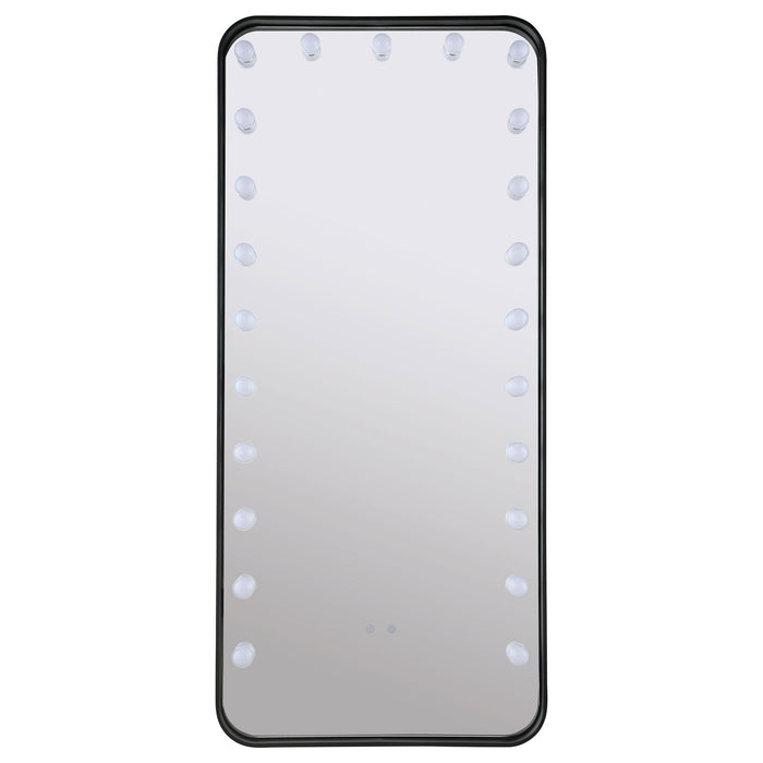 Villancourt - LED Standing Mirror With Speakers - Black