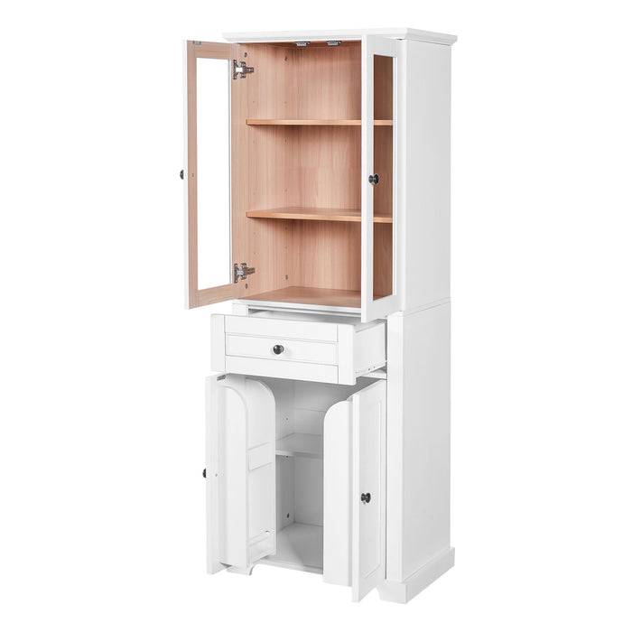 Bathroom Storage Cabinet, Adjustable Shelves & Drawer, Freestanding Linen Tower