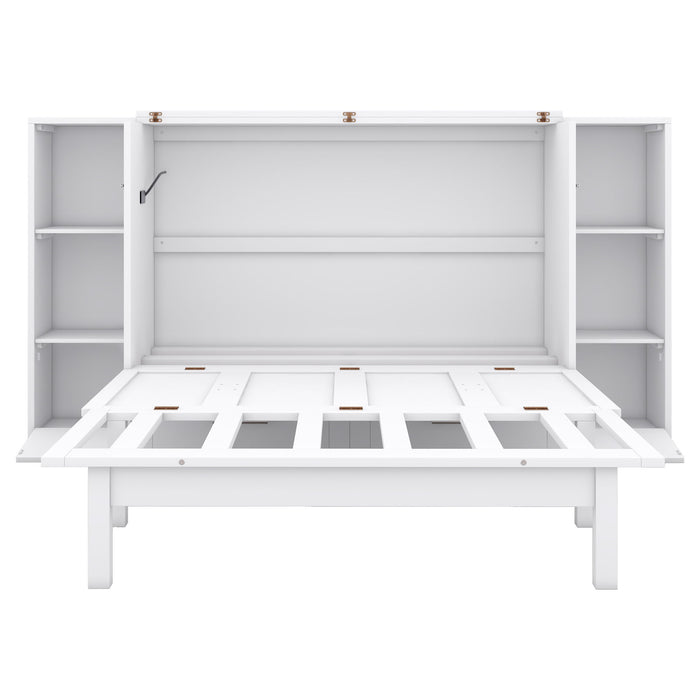 Murphy Bed With Shelves, Drawers And USB Ports