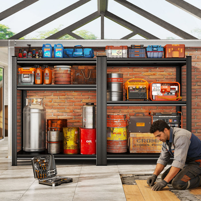 Garage Shelving Units 2400LBS Heavy Duty Storage Shelves Adjustable Metal Shelf 6 Tier - Black