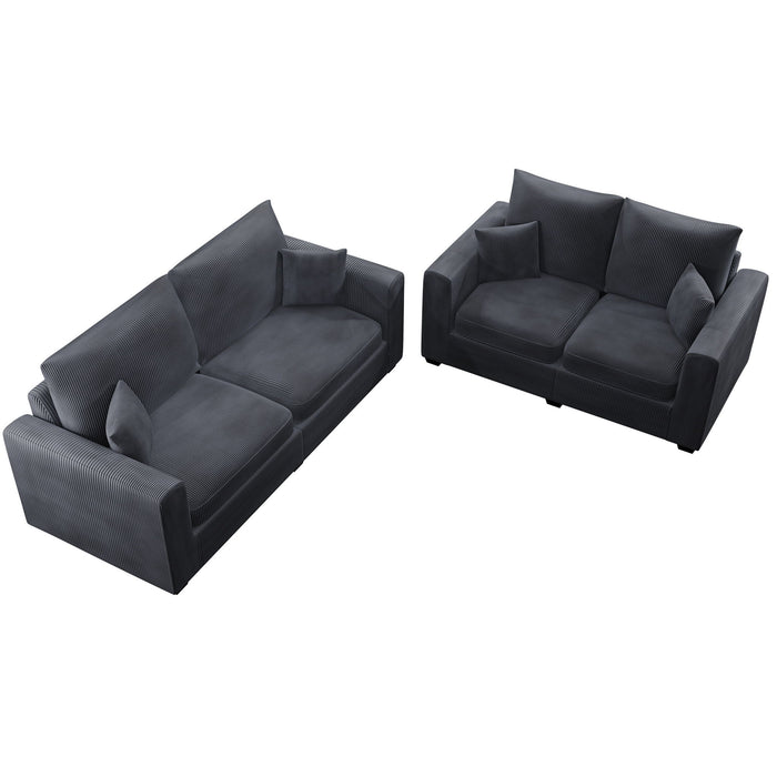 2 Piece Contemporary Style Sofa Set With Matching Pillows