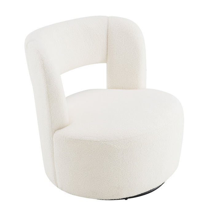 Swivel Comfy Round Barrel Chair With Soft Teddy Fabric For Living Room