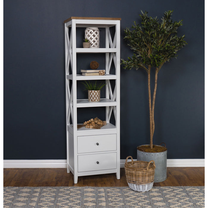Delaney - 4 Shelf Bookcase With Top Storage Tower - White
