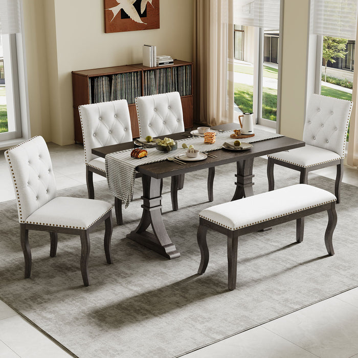 Dining Set With Bench, 6 Piece