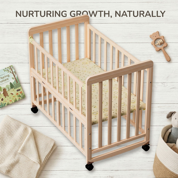 Portable Bedside Bassinet With 3 Heights, Mini Crib For Newborns - Natural Wood