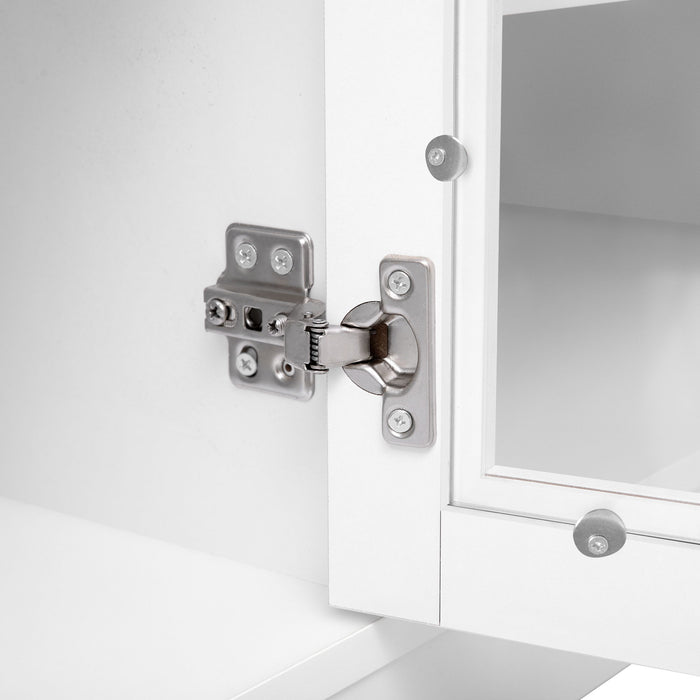 Wall Unit Entertainment Center With Bookshelves For TVs Up To 80", Tempered Glass Doors And Adjustable Shelves