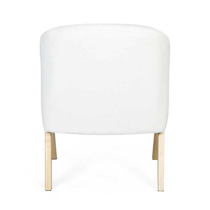 Modern Accent Chair With Polyester Upholstery And Minimalist Lounge Chair For Living Room, Bedroom, Or Office - White