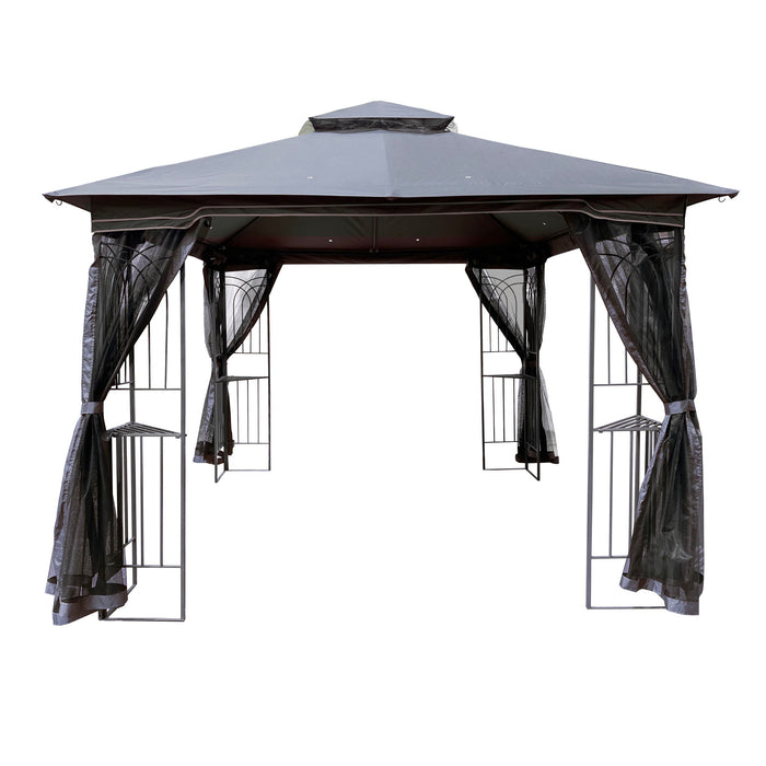 Patio Gazebo Tent With Ventilated Double Roof And Mosquito Net