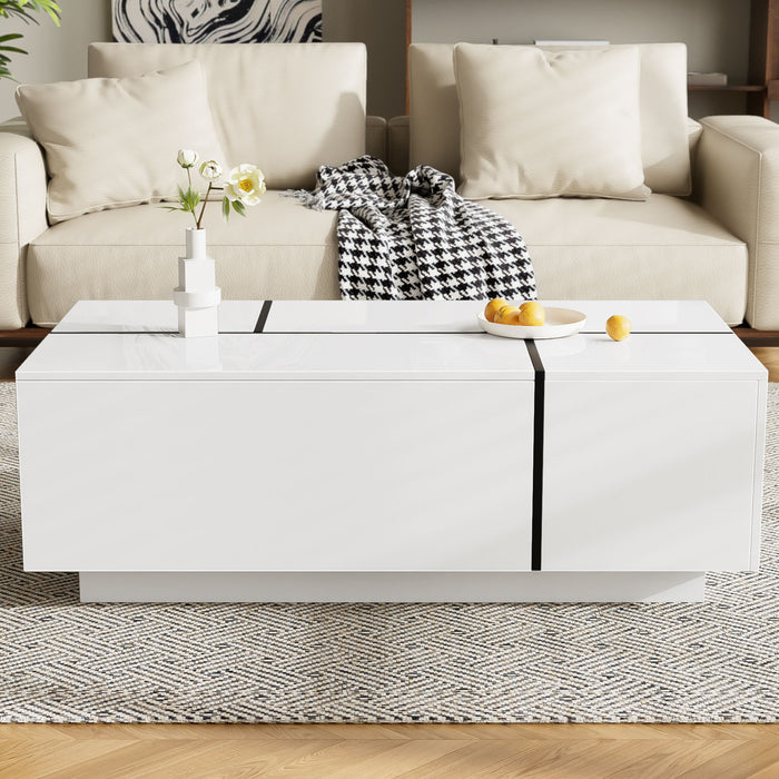 Extendable Coffee Table With 2 Hidden Storage Space And 2 Drawers For Living Room