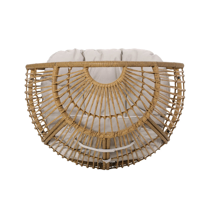 Basket Chair With Teardrop Shape And Water Resistant Cushion - Natural