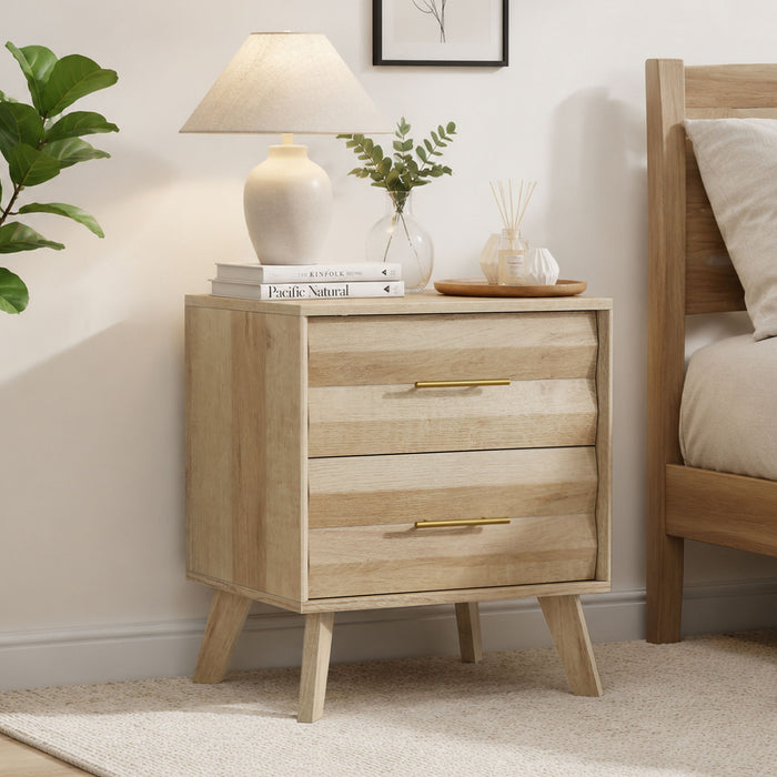 Medieval Double Drawer Bedside Table