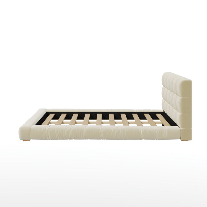 Upholstered Platform Bed Frame With Tufted Headboard