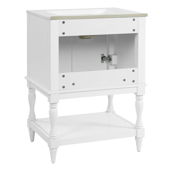 Modern Bathroom Vanity With Sink, Rectangular Cabinet With Open Shelf And Closed Storage