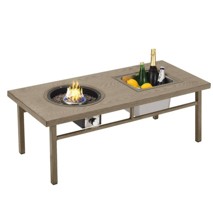 3 In 1 Outdoor Propane Fire Pit Table 50, 000 BTU With Ice Bucket - Beige